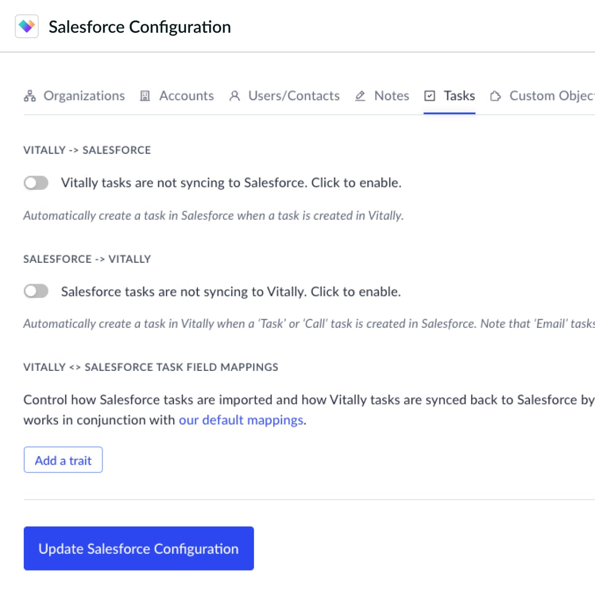 Vitally Integration Screenshot
