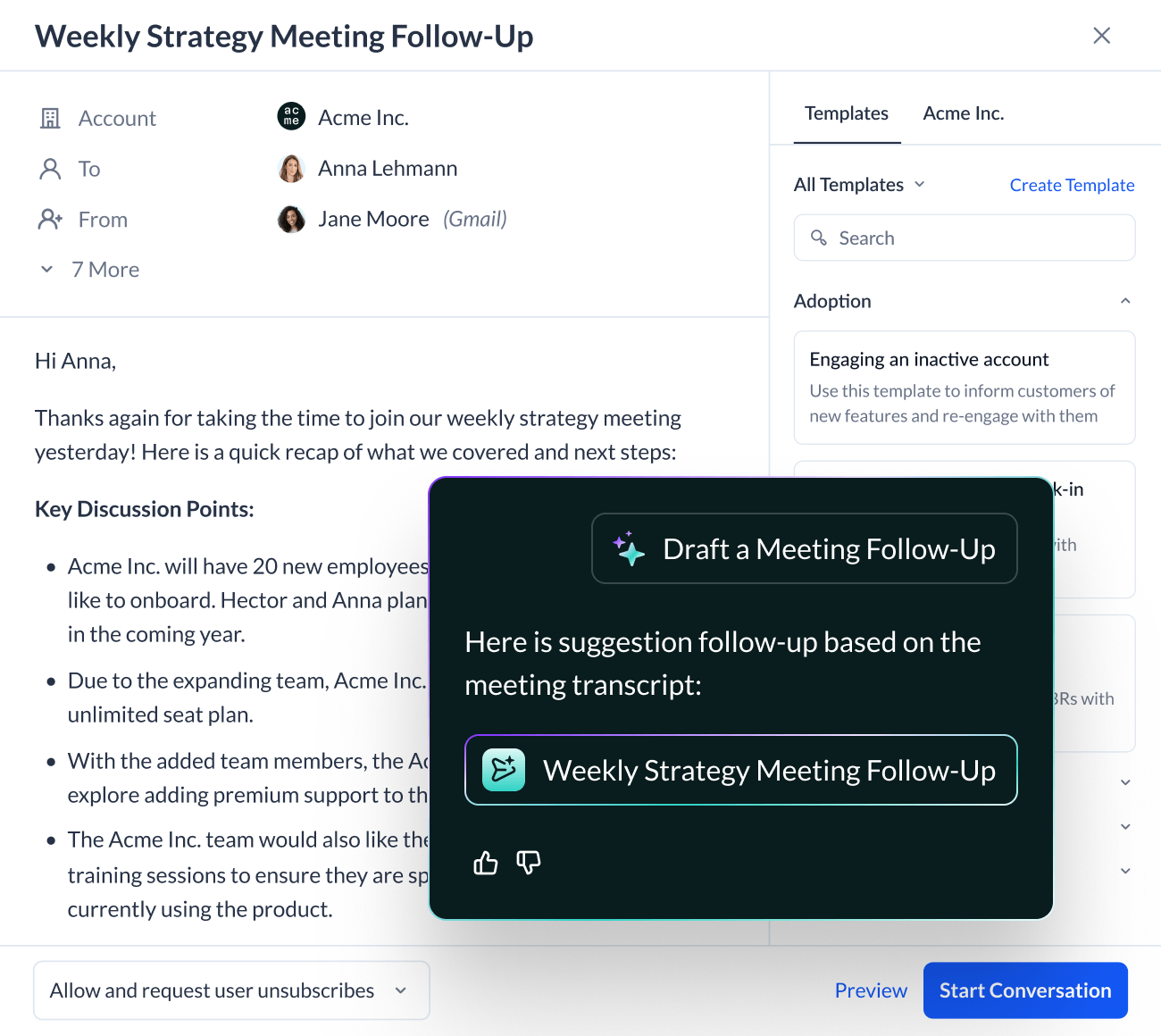 Vitally AI Meeting Recorder Automated Conversation Follow-Up