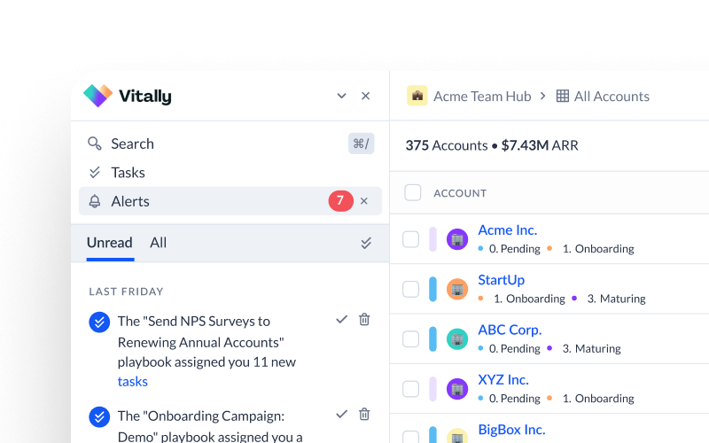 Mini screenshot of Vitally indicators in the platform