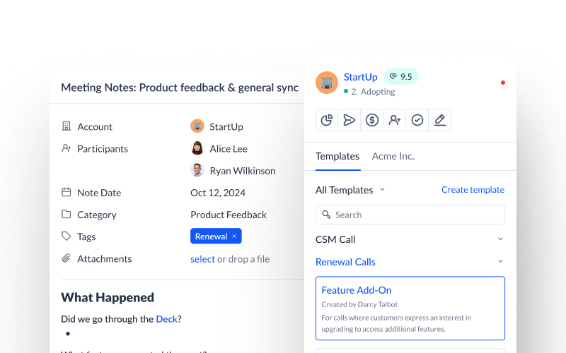 Mini screenshot of Vitally note templates