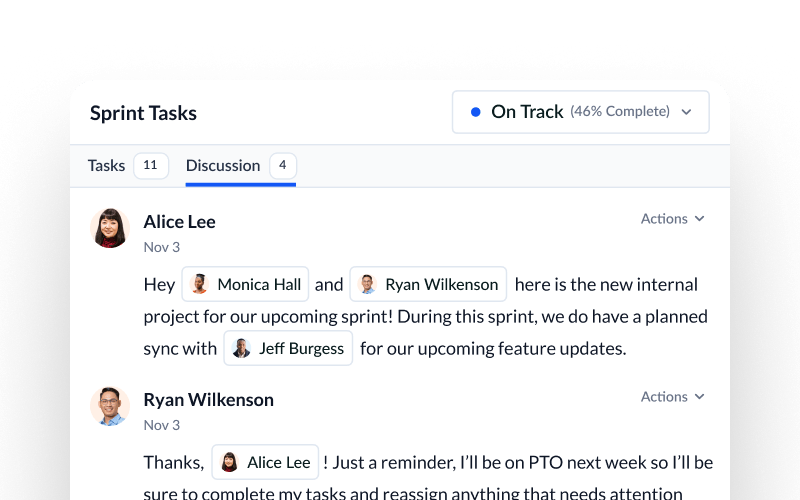 Mini screenshot of Vitally discussions