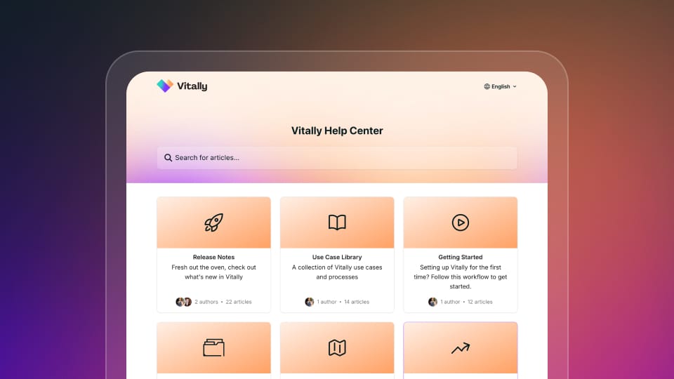 Image of the Vitally Help Center Home screen