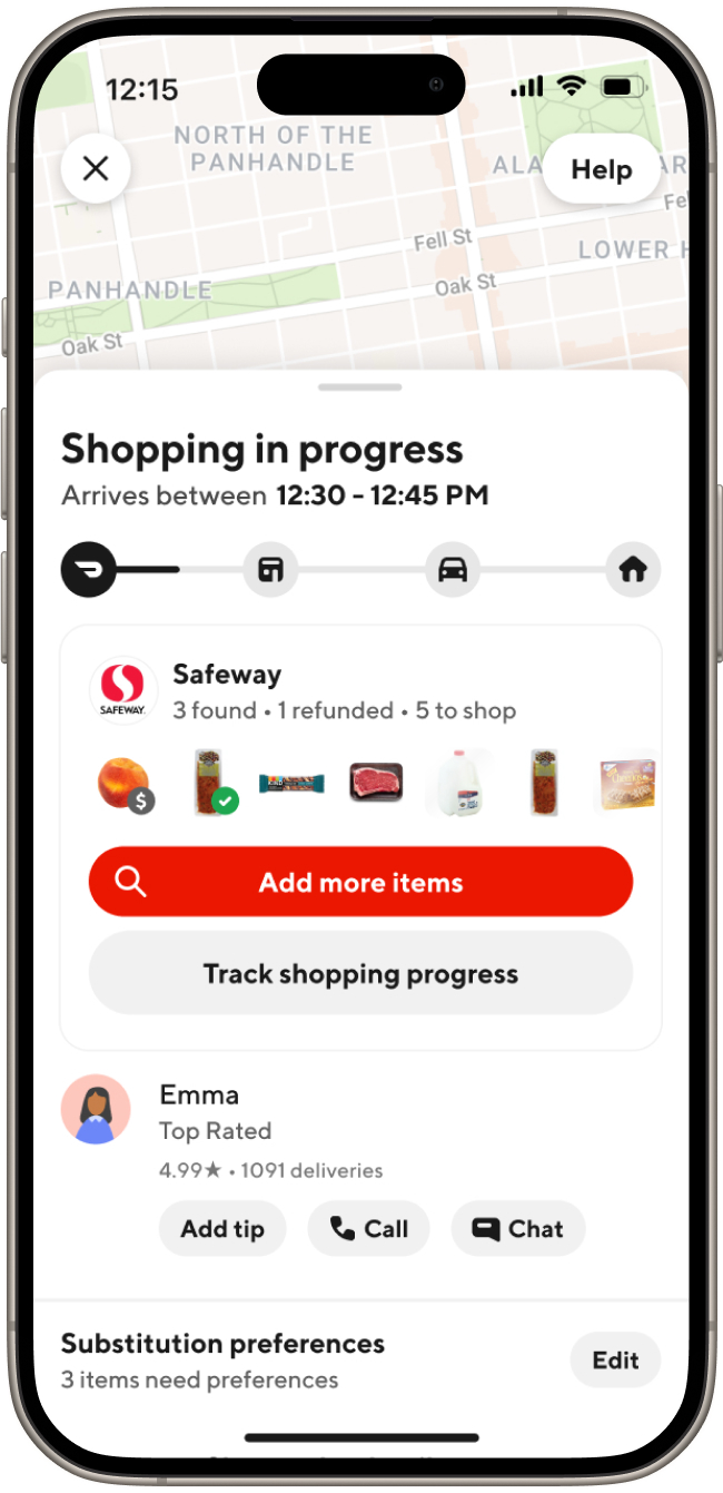 Screenshot of the new Order Tracker in the DoorDash app