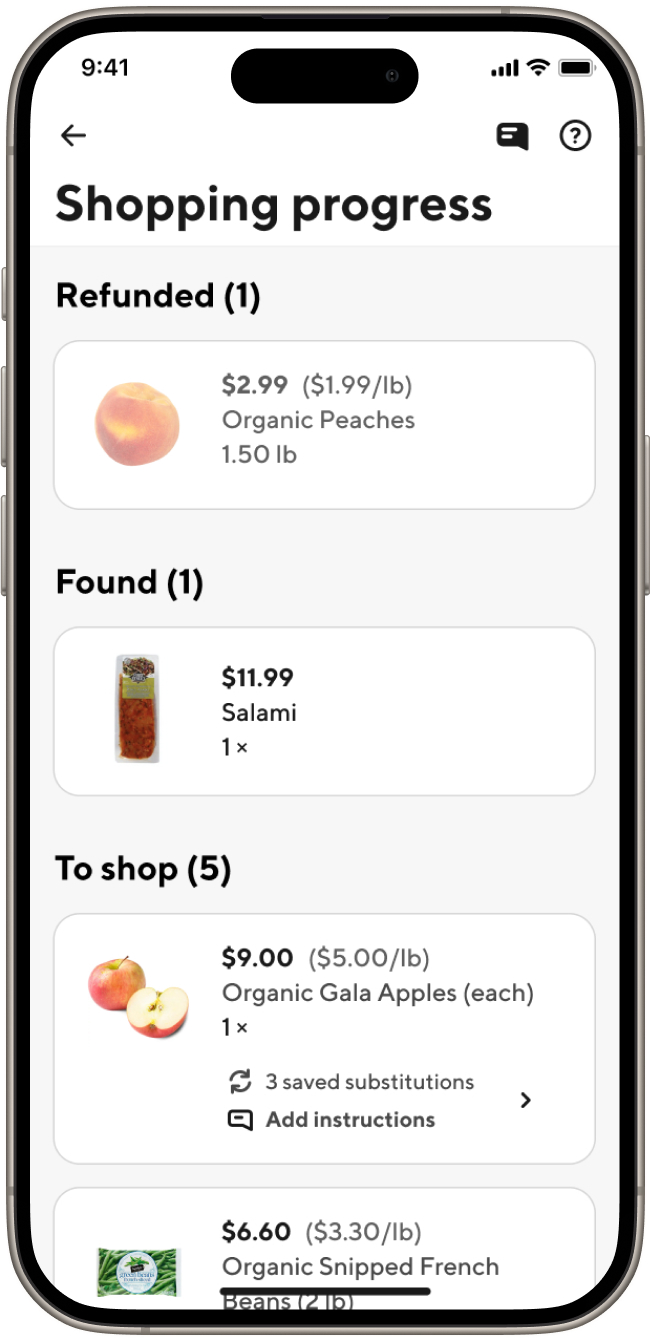 Screenshot of the new Order Progress page in the DoorDash app
