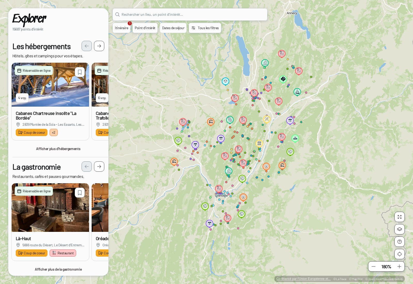 ChartreuseMAP, la carte interactive du massif de Chartreuse, avec ses hébergements et ses restaurants