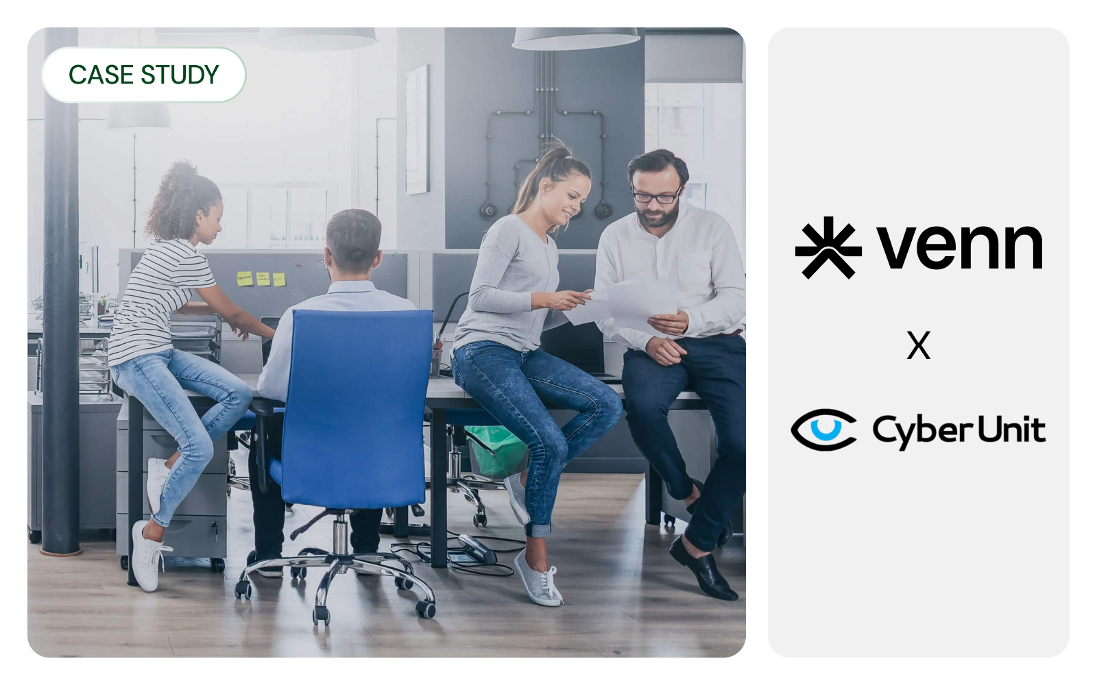 A promotional image for Venn’s case study on how they helped Cyber Unit eliminate credit card vulnerabilities.