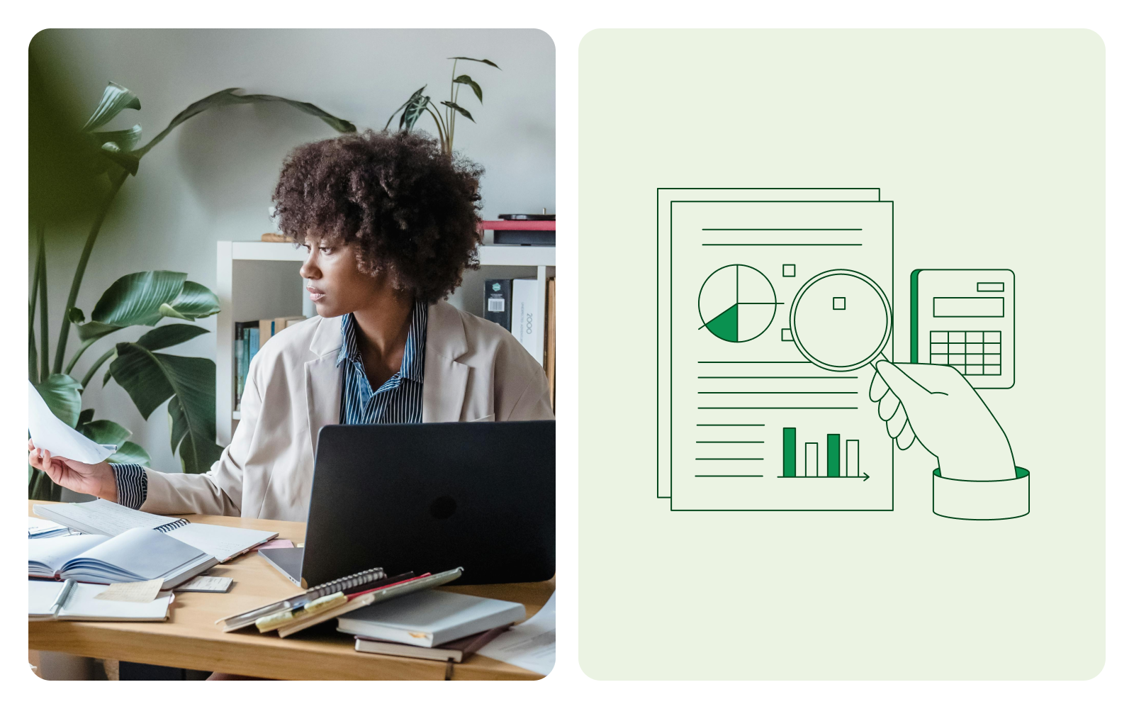 A small business owner reviewing financial documents beside a laptop, symbolizing how to manage and categorize general and administrative (G&A) expenses for accurate reporting and CRA compliance.