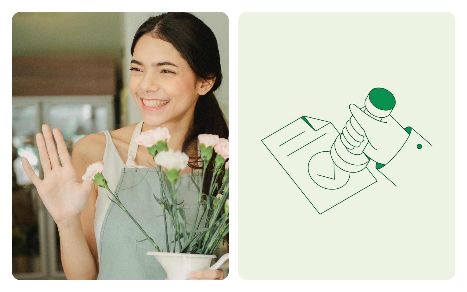 A woman registering her business in Ontario.