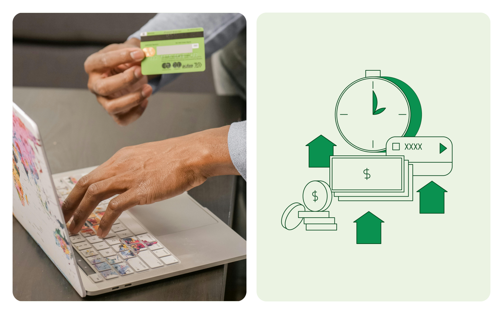 A person sending money on a computer.