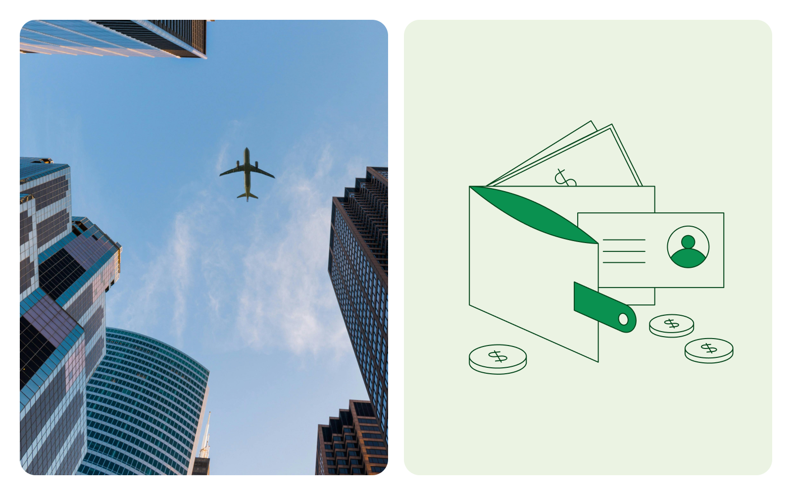 Airplane over a city