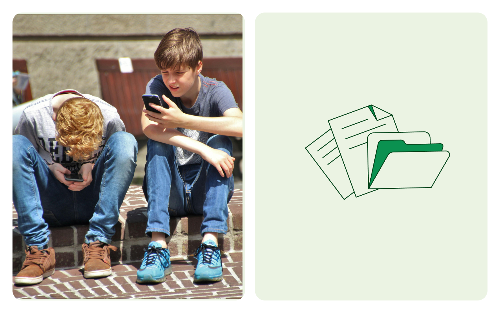 Two kids looking at a phone