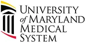 University of Maryland Medical System logo with a stylized black pillar and yellow arch