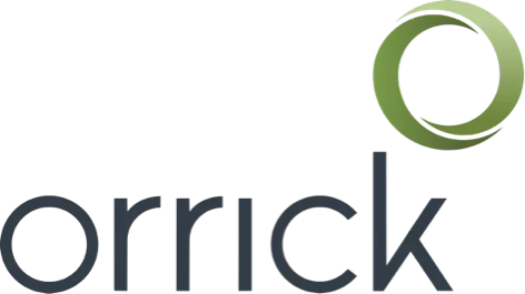 Orrick company logo with a green circular design.
