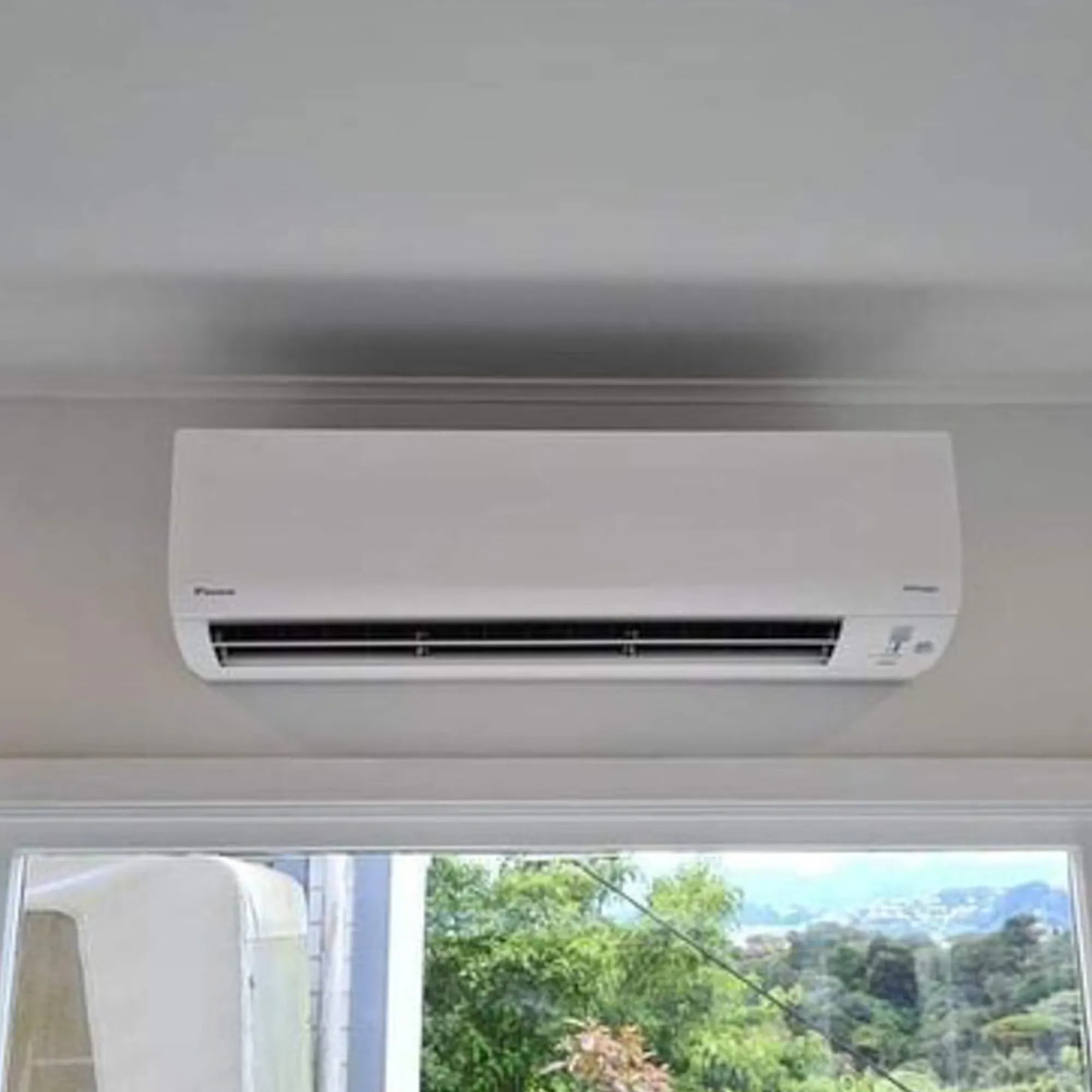 a heat pump on a ceiling