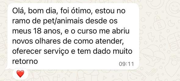 Treinamento para vendedores de pet shop - Depoimento