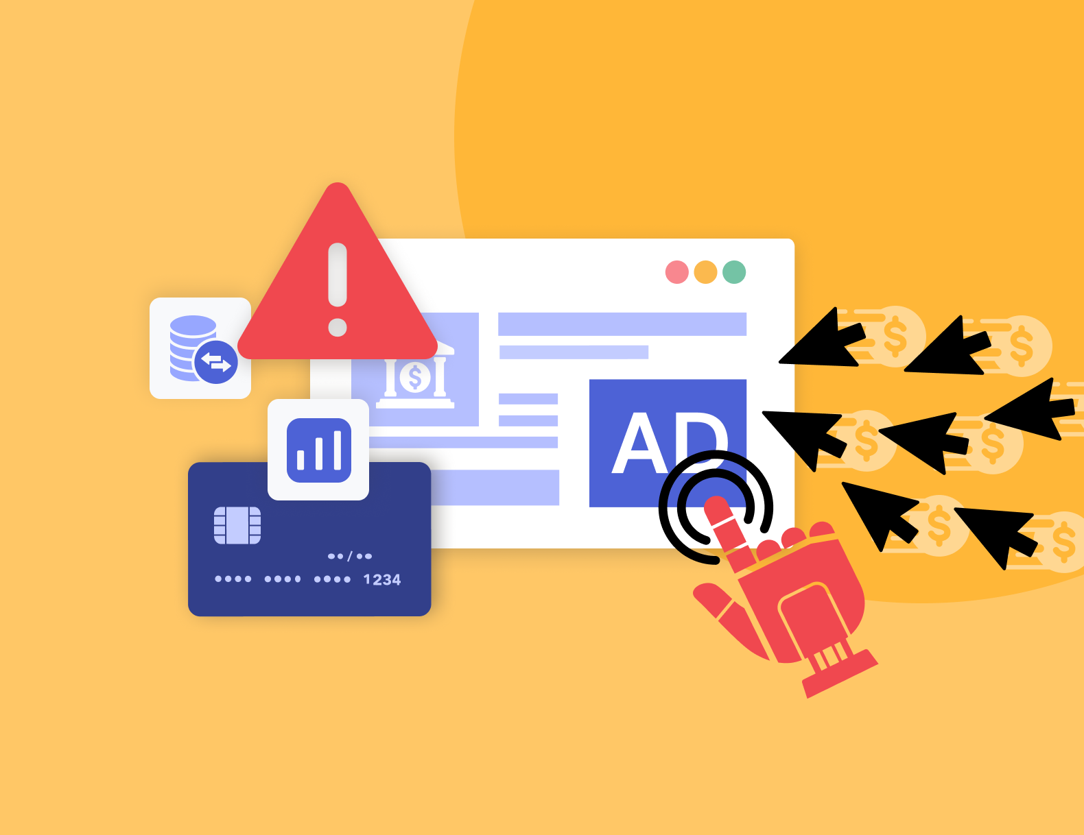 Visual illustrating the impact of invalid traffic on paid media performance for fintech