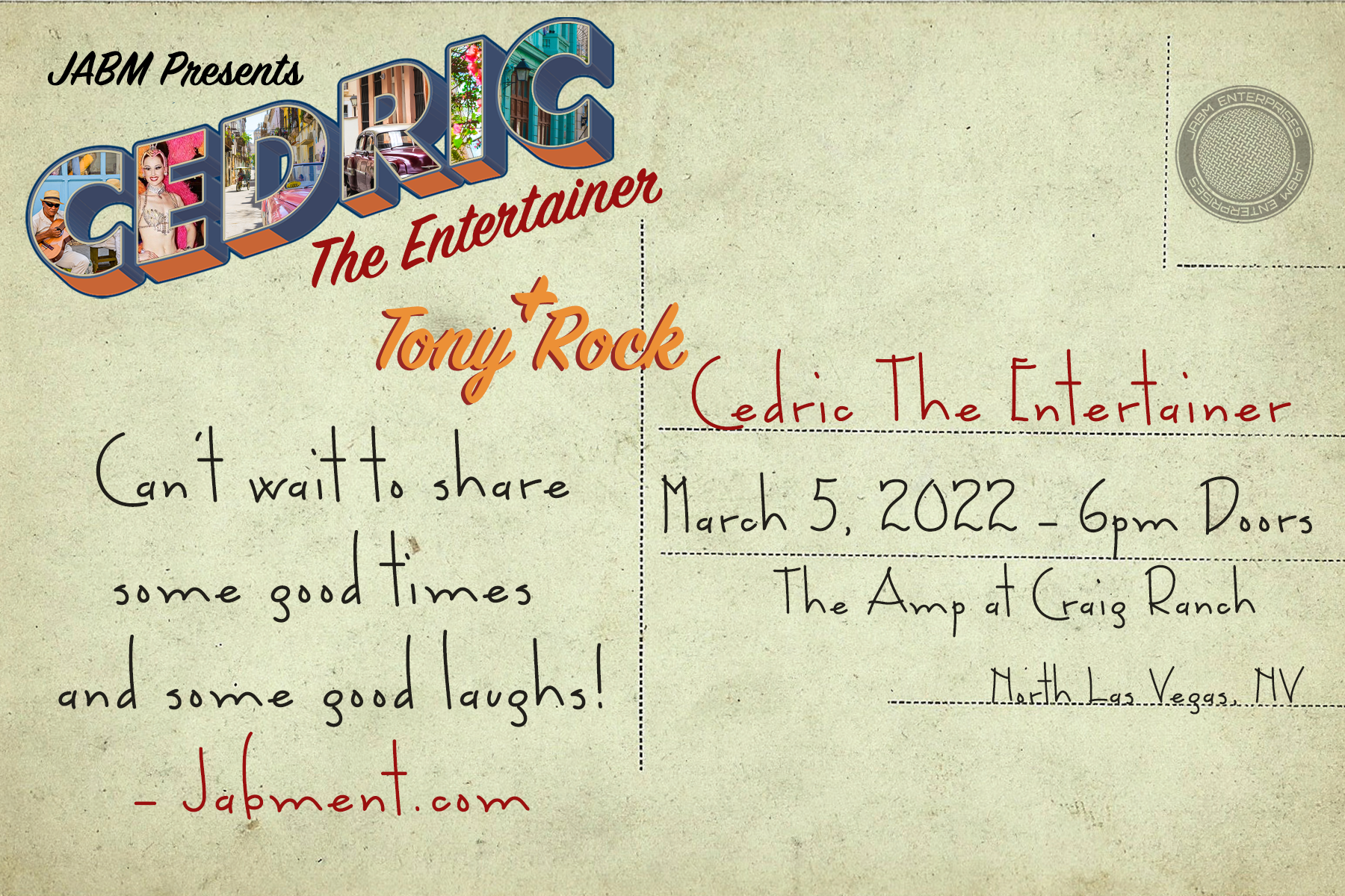Cedric the Entertainer Postcard Back