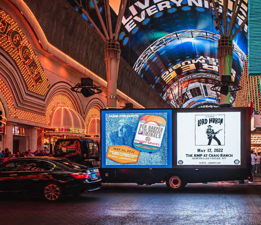 A photo of an ad on a truck