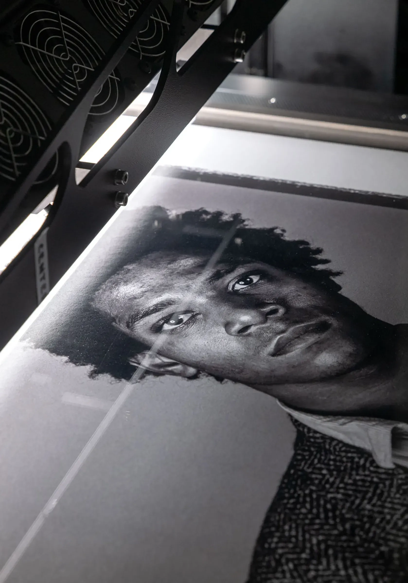 Brooklyn Editions scanning a photograph of Basquiat
