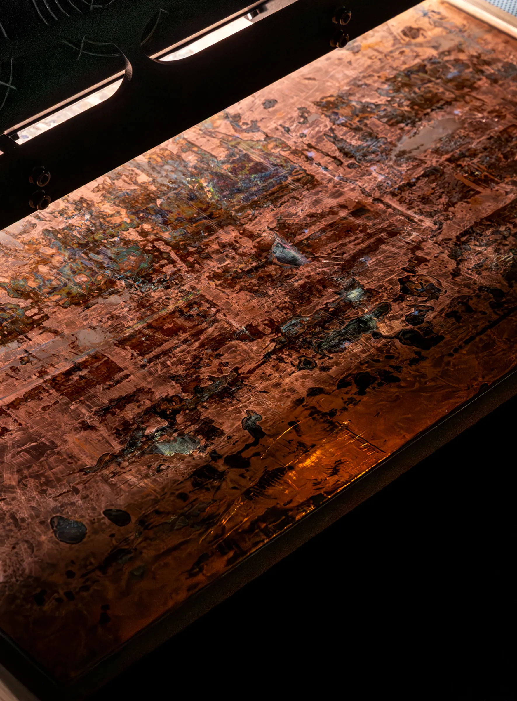 Brooklyn Editions scanning a painting on copper by David King