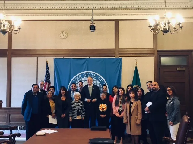 Meeting with Governor Jay Inslee at the Washington State Capitol to advocate for injured workers' rights