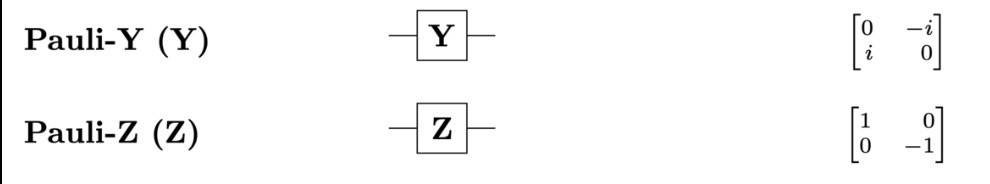 Pauli Y Z quantum gates