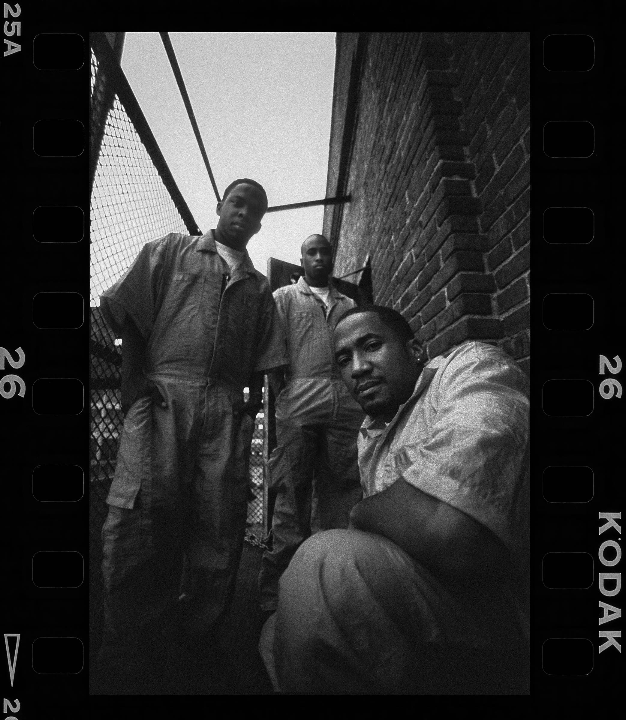 Malik Yusef Cumbo, 'A Tribe Called Quest', captured on the set of 'Stressed Out' music video, c. 1996, New York City, 35mm black and white film