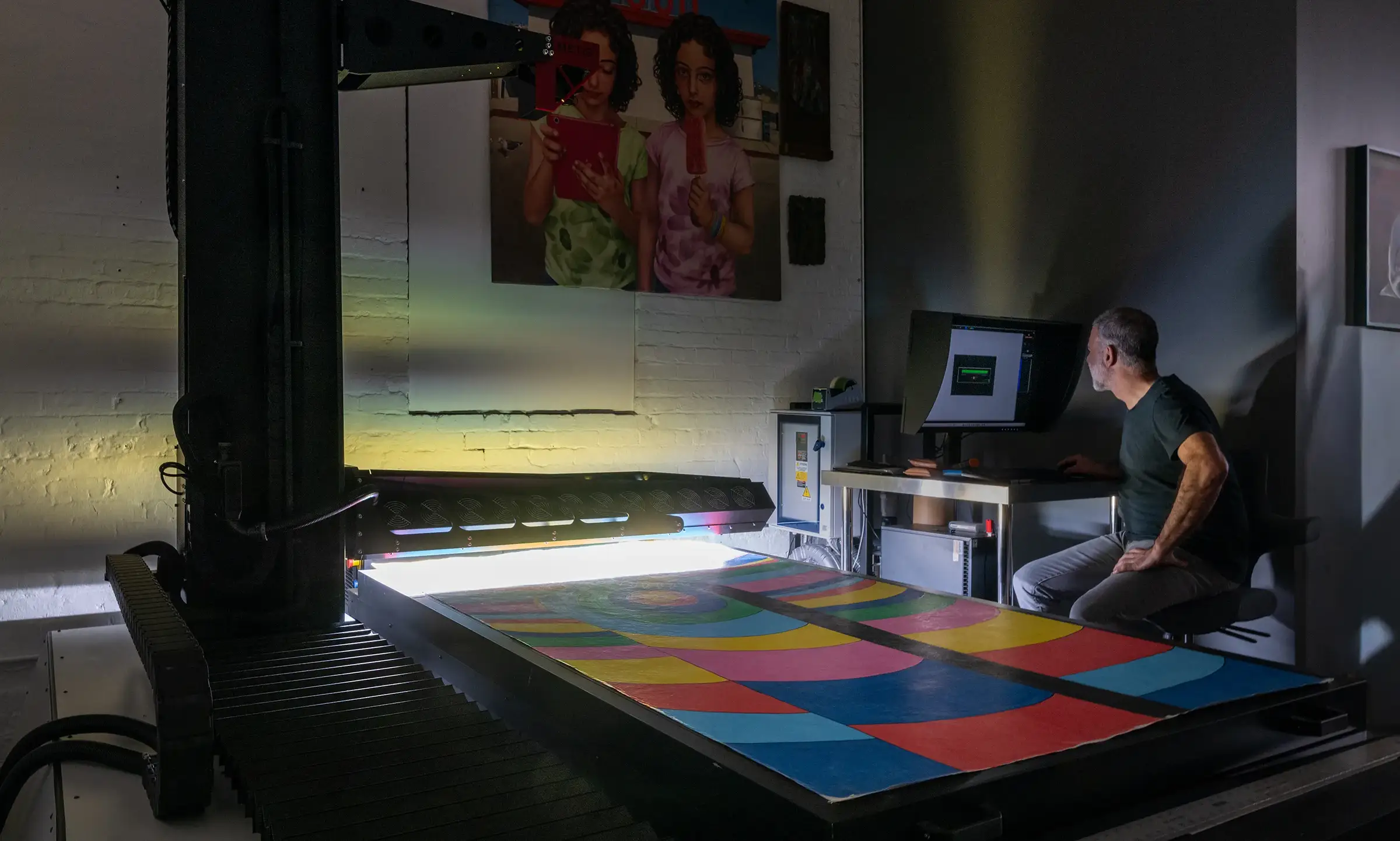 Brooklyn Editions scanning an oversized painting by Anna Gillis