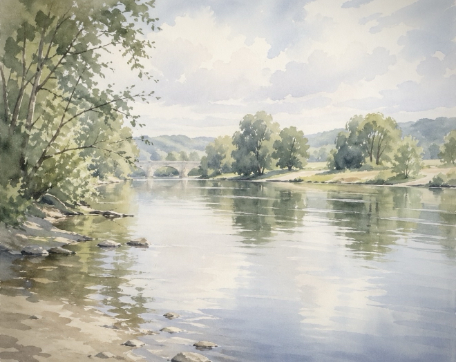 Water, Light & Reflection — River Lune in Watercolour