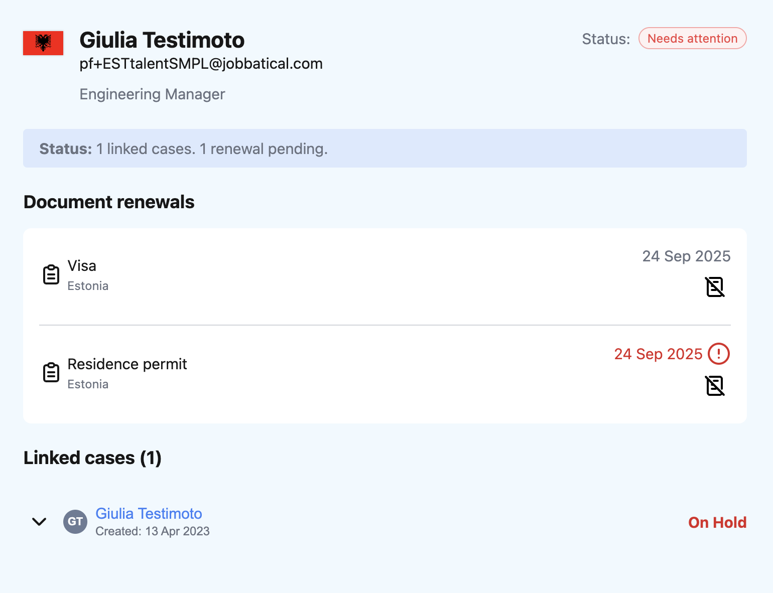 Residence Permit Expiry Tracking Screenshot