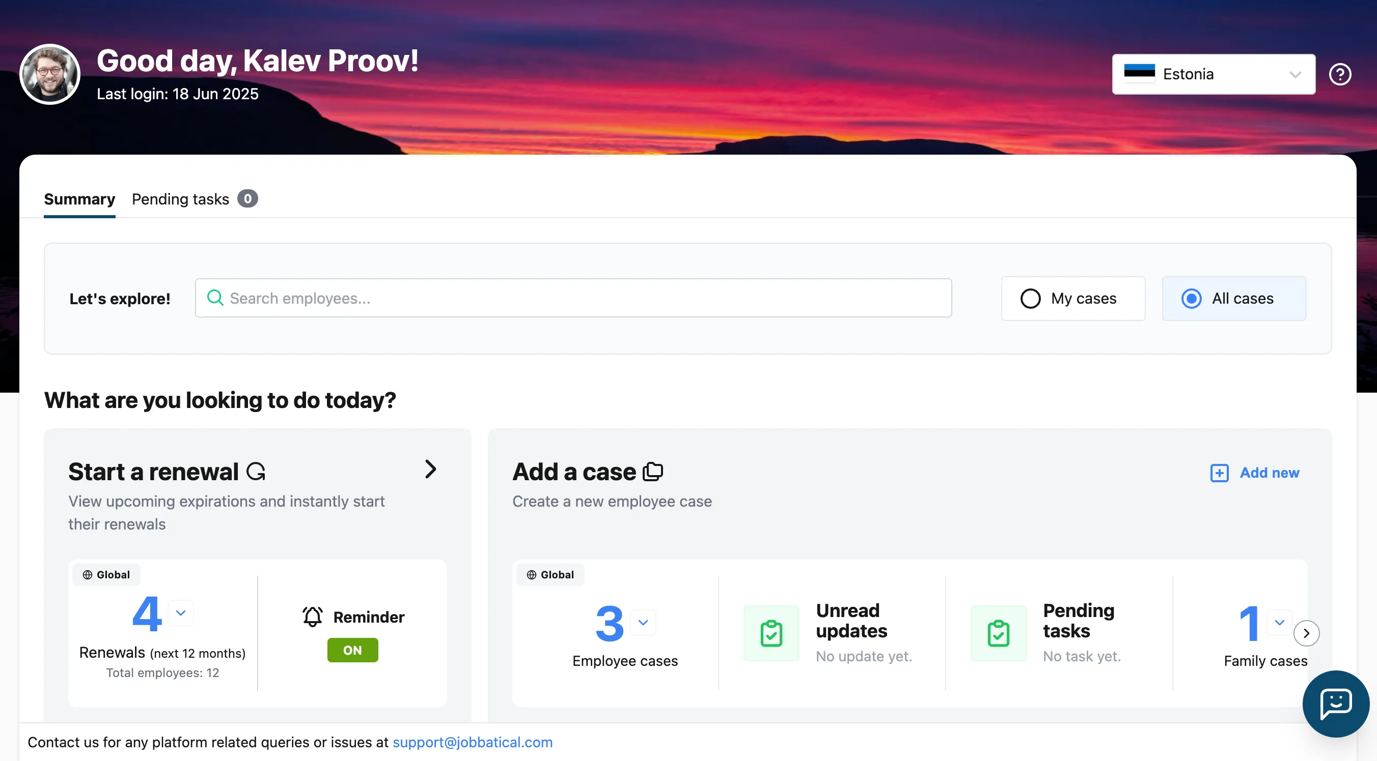 Jobbatical HR Dashboard for Renewals Tracking