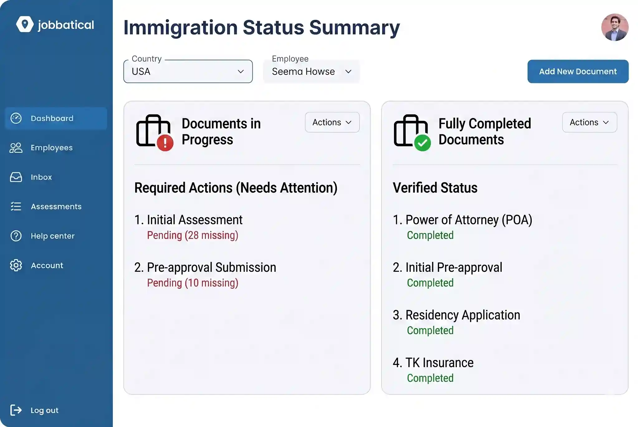 Jobbatical Centralized Immigration Document Storage Screenshot