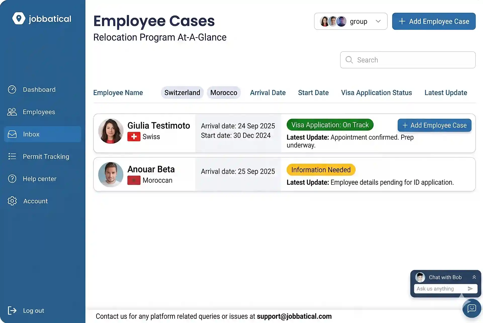 Jobbatical immigration Case Management Platform for multiple countries
