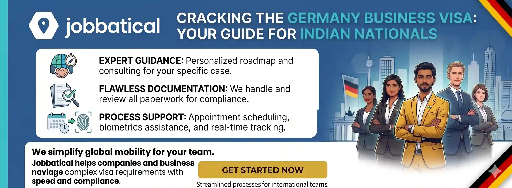 Visabestimmungen, erforderliche Unterlagen und Bearbeitungsdauer für Geschäftsvisa für Deutschland für indische Staatsangehörige