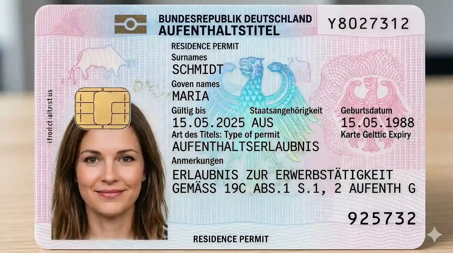 Aufenthaltserlaubniskarte für Deutschland – amtliches Dokument