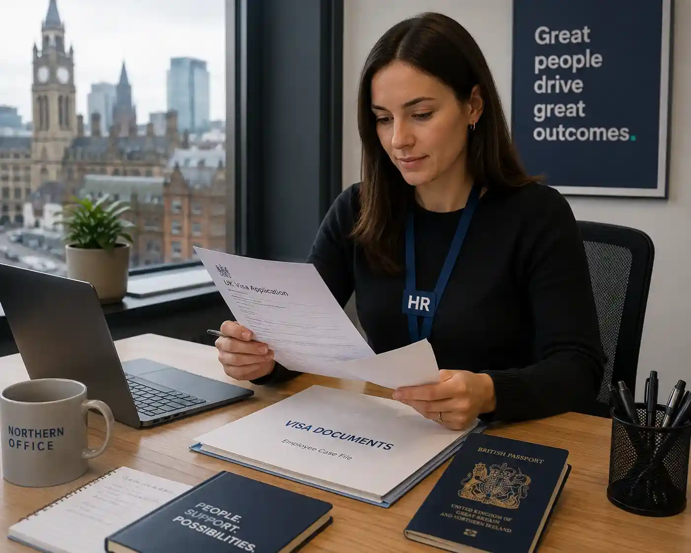 UK Focused work in a modern HR office
