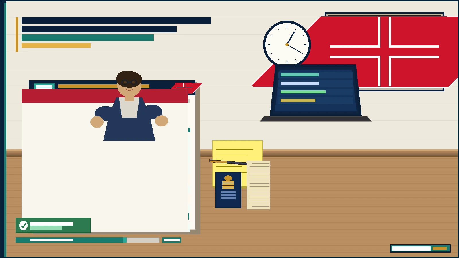 HR manager reviewing an ILR employer support letter checklist on a desk with UK immigration documents