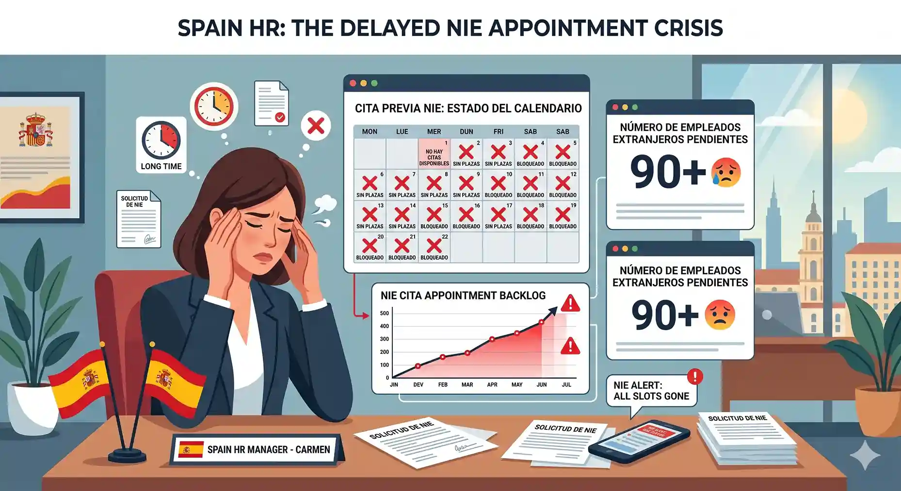 Crisis por el retraso en las citas para el NIE en España