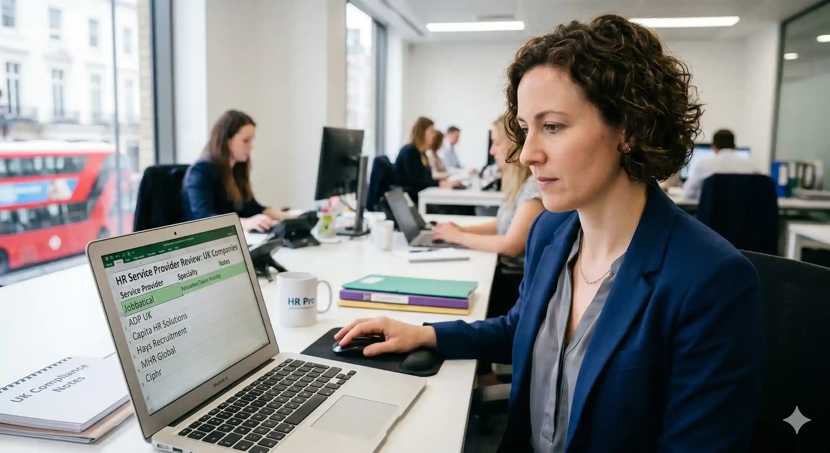 HR professional checking a Certificate of Sponsorship number on a laptop against the Home Office Sponsor Management System
