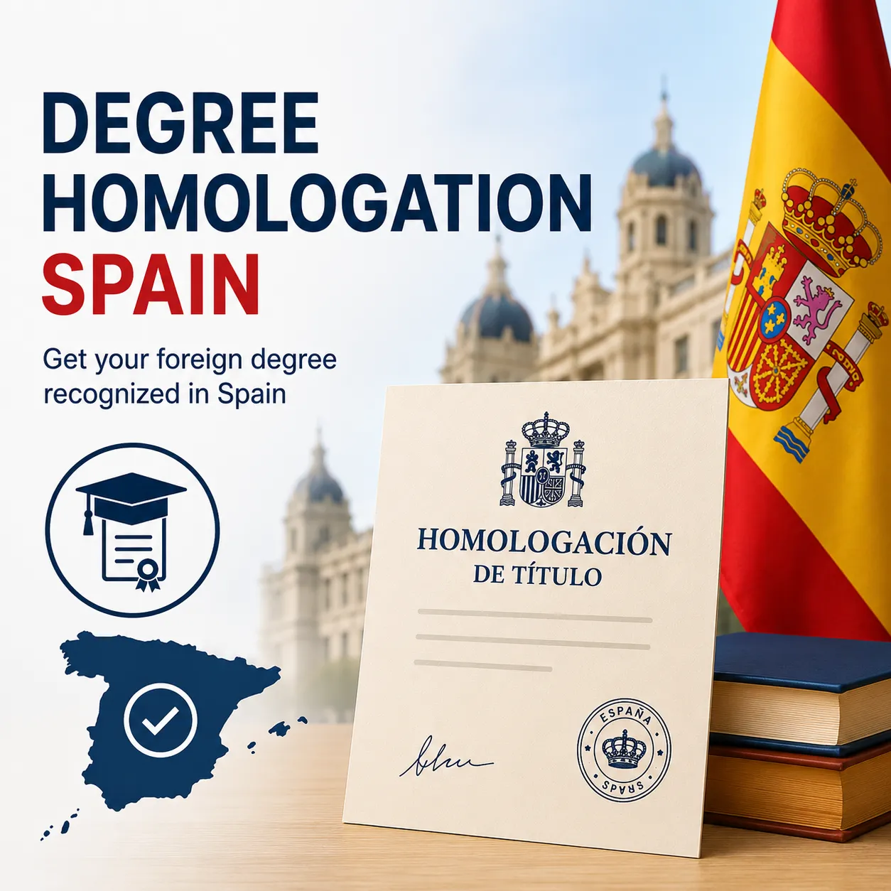 HR manager reviewing foreign degree recognition documents for a Barcelona biotech work permit application in Spain 2026