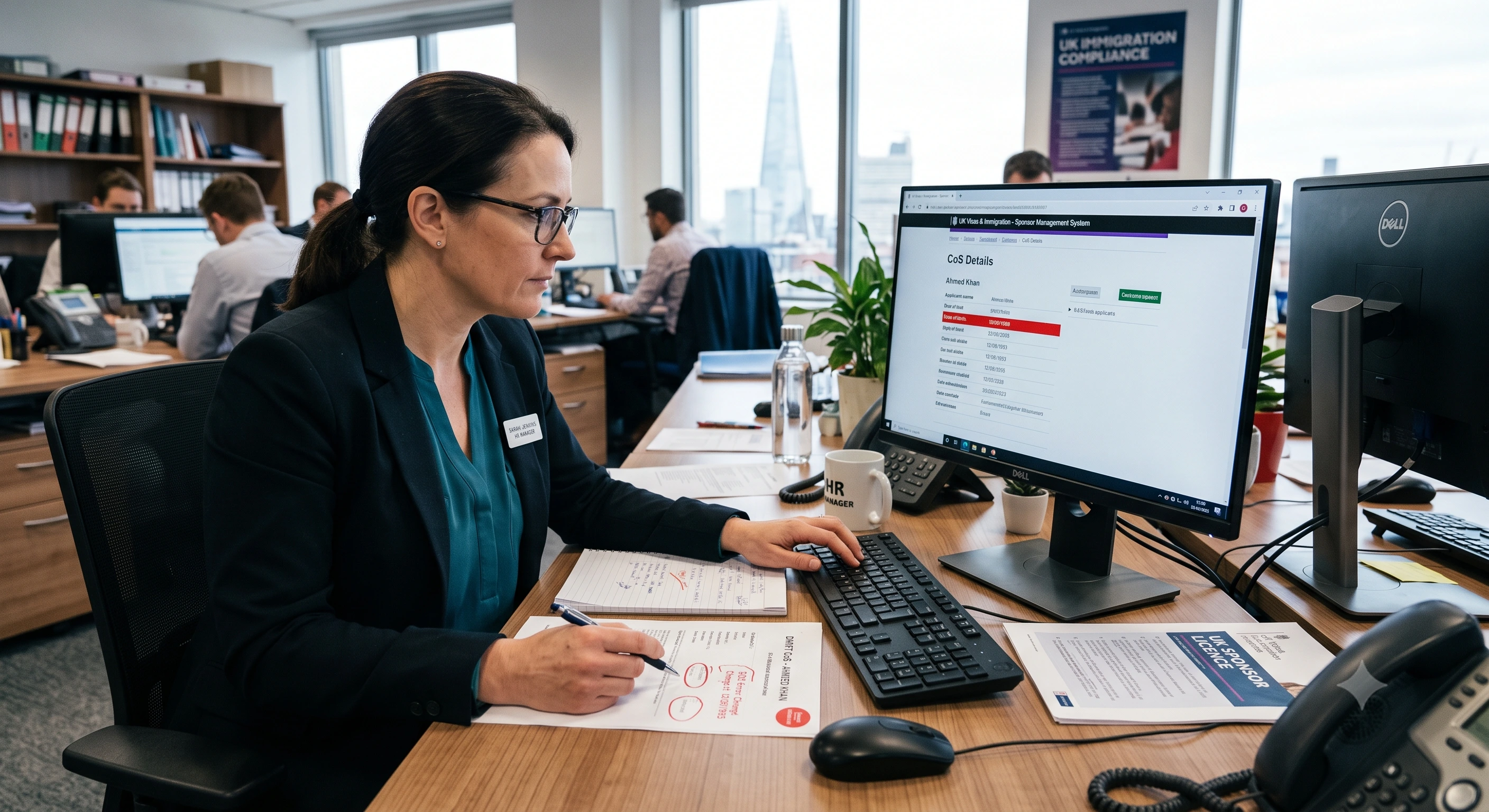 HR manager correcting a UK Certificate of Sponsorship error in the Sponsor Management System