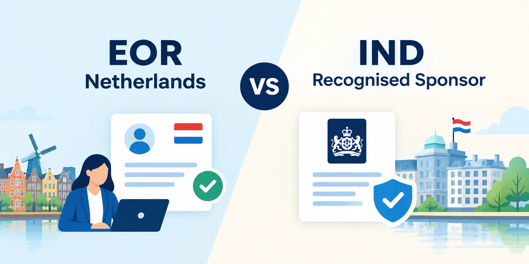 Das HR-Team vergleicht die Einstellungswege von EOR Netherlands und von der IND anerkannten Sponsoren