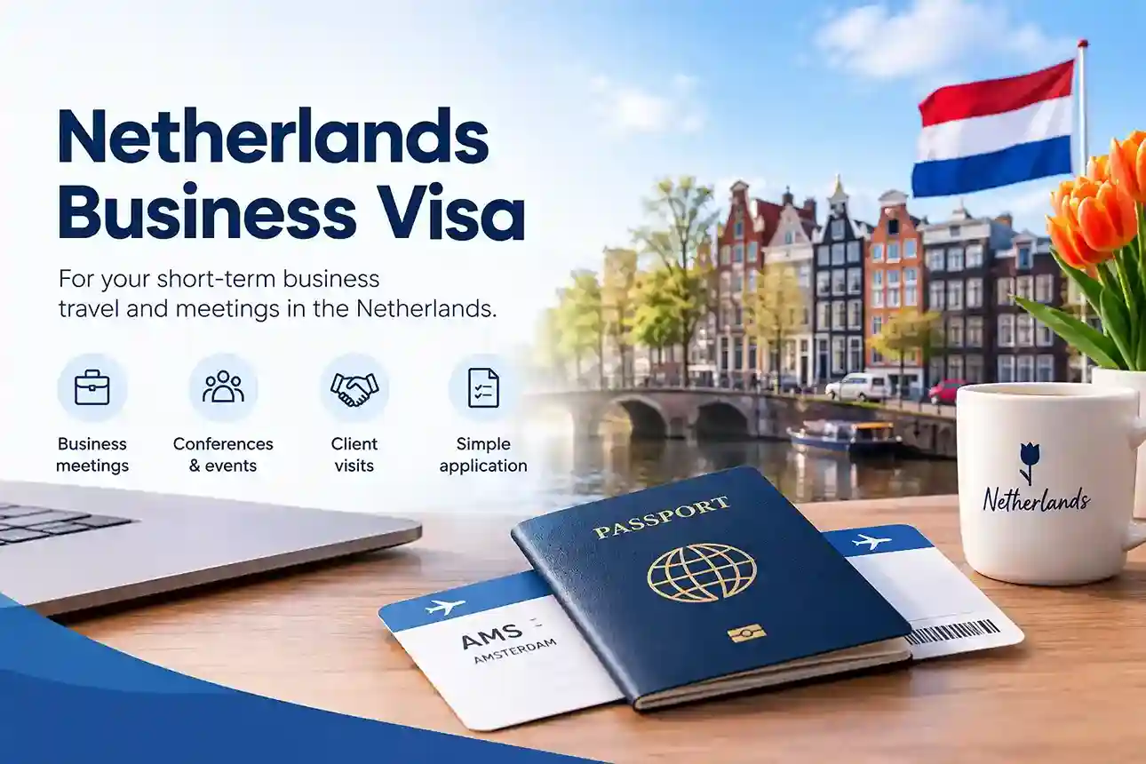 El responsable de RR. HH. revisa la documentación del visado de negocios para los Países Bajos de un empleado que realizará un viaje de negocios en 2026