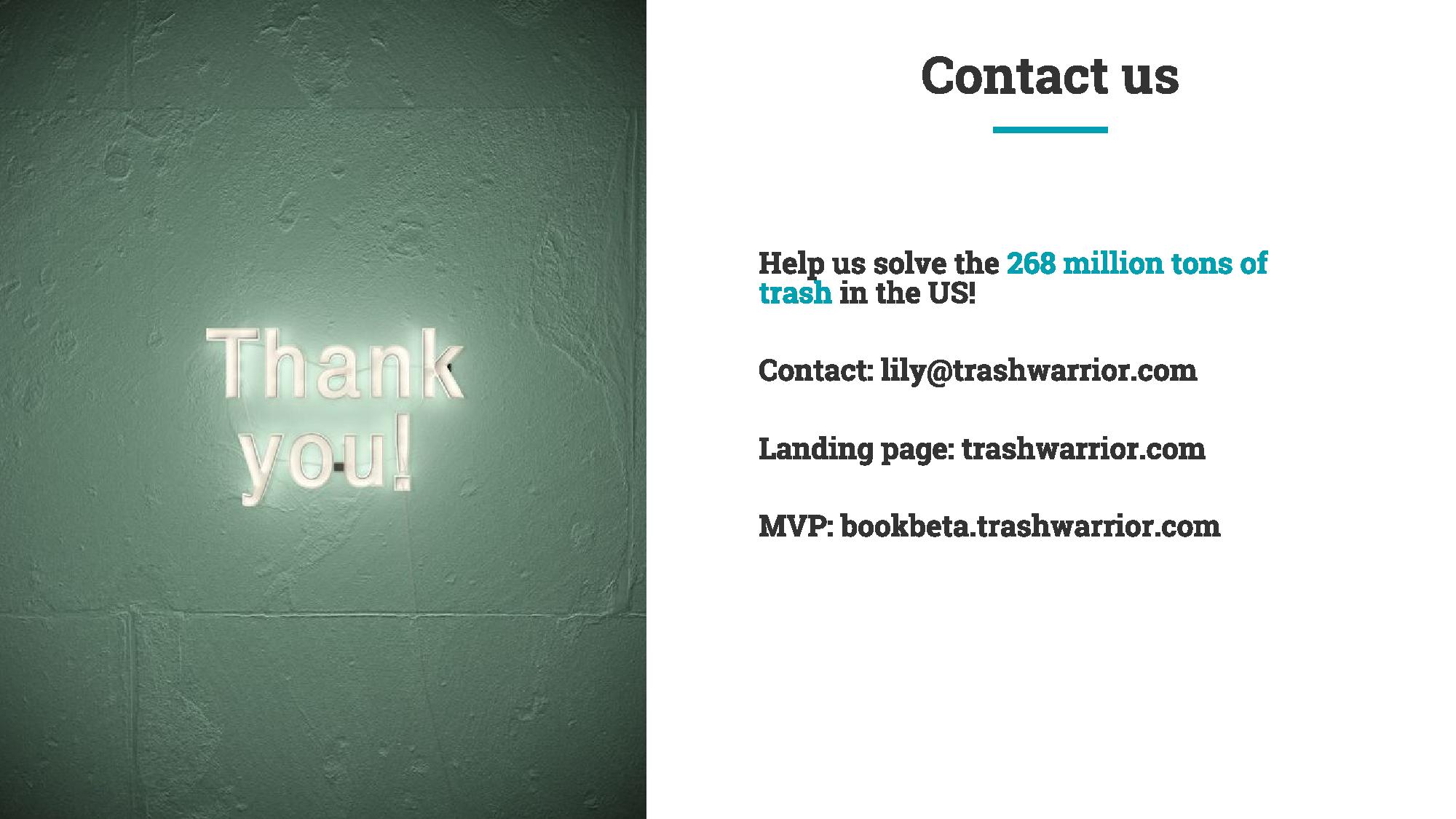 Trash Warrior pitch deck cover