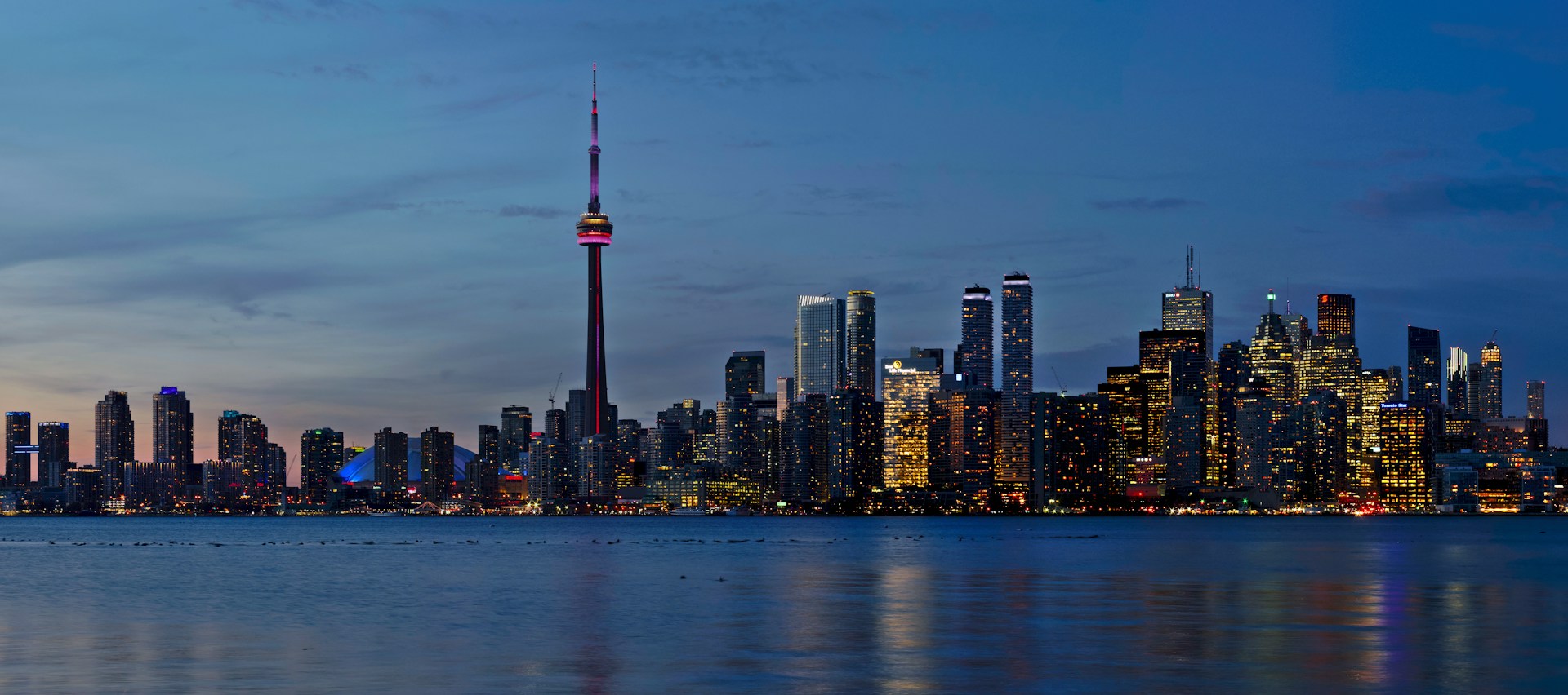 Toronto skyline across Lake Ontario, Canada