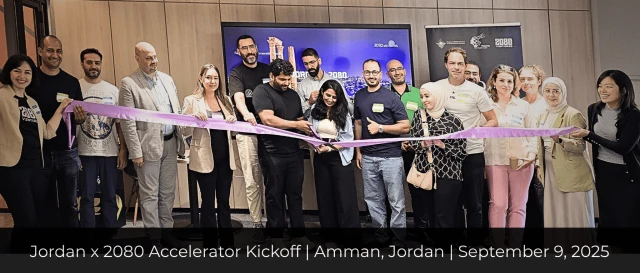 The Jordan x 2080 Accelerator ribbon-cutting at the September 9, 2025 kickoff in Amman.