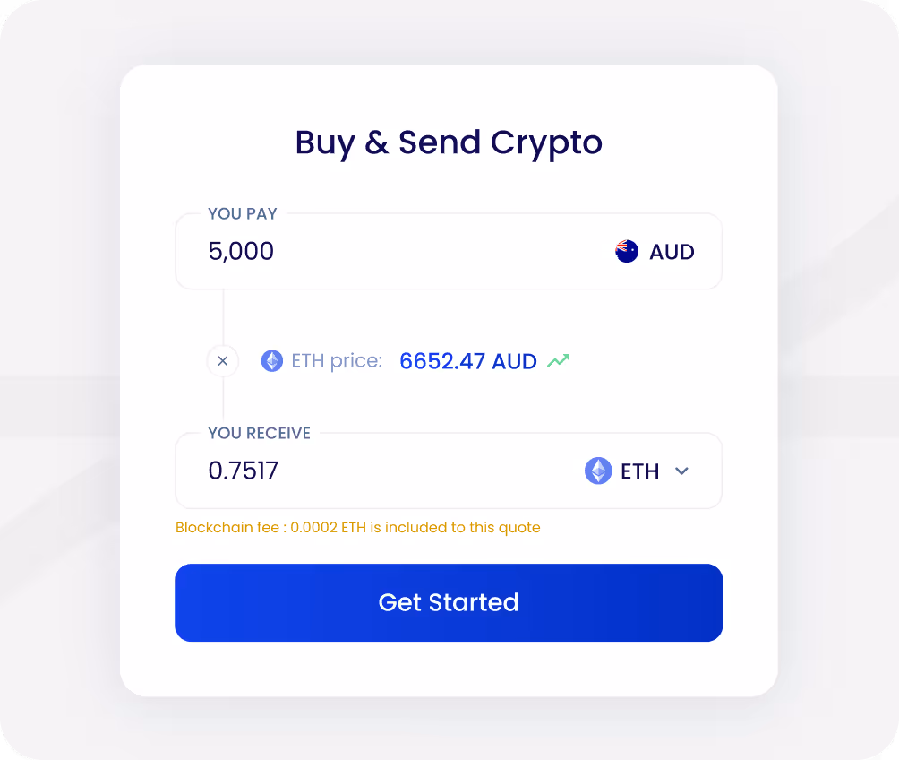 Buy and Send Crypto widget