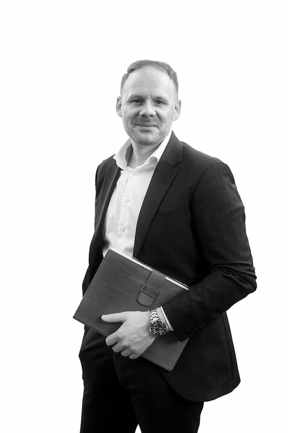 Nicolas Neubauer, co-founder of ivoflow, with a laptop