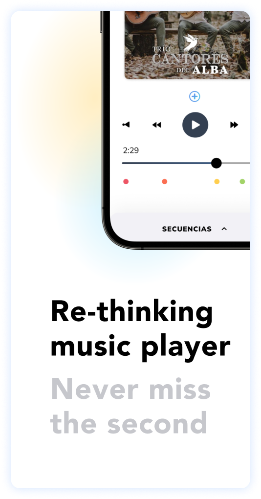 Rethinking music player, never miss the second again. 