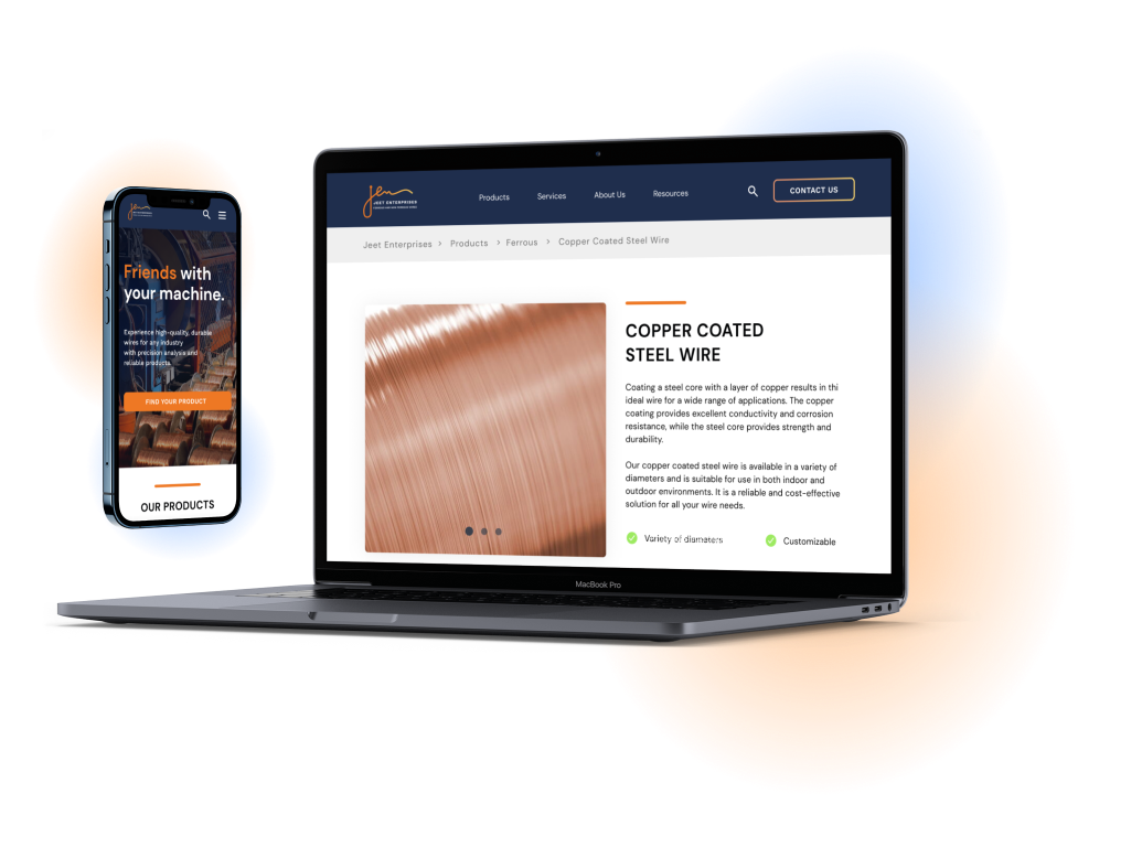 Desktop and mobile design of jeet enterprises website